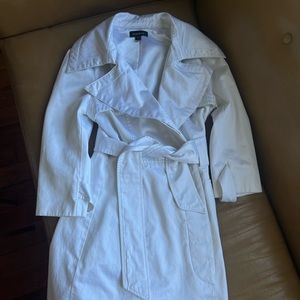 Vintage Y2K Bebe trench coat silky white cotton 3/4 sleeves xsmall